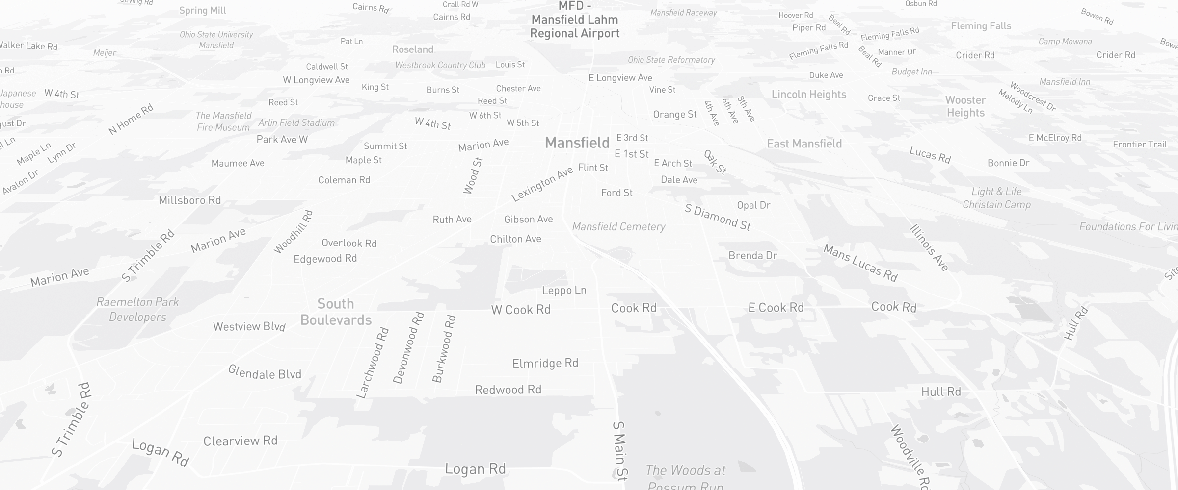 Neighborhood map of Mansfield, OH — the area served by Life Insurance Agents of Mansfield Group